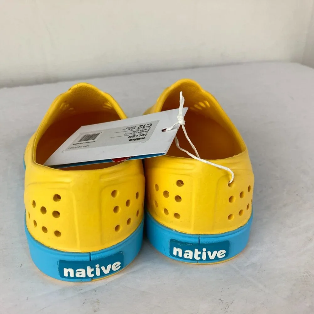 NWT Native Miller Little Boy Girl Sz 12 Yellow Slip on Sneaker Water‎ Shoe NEW